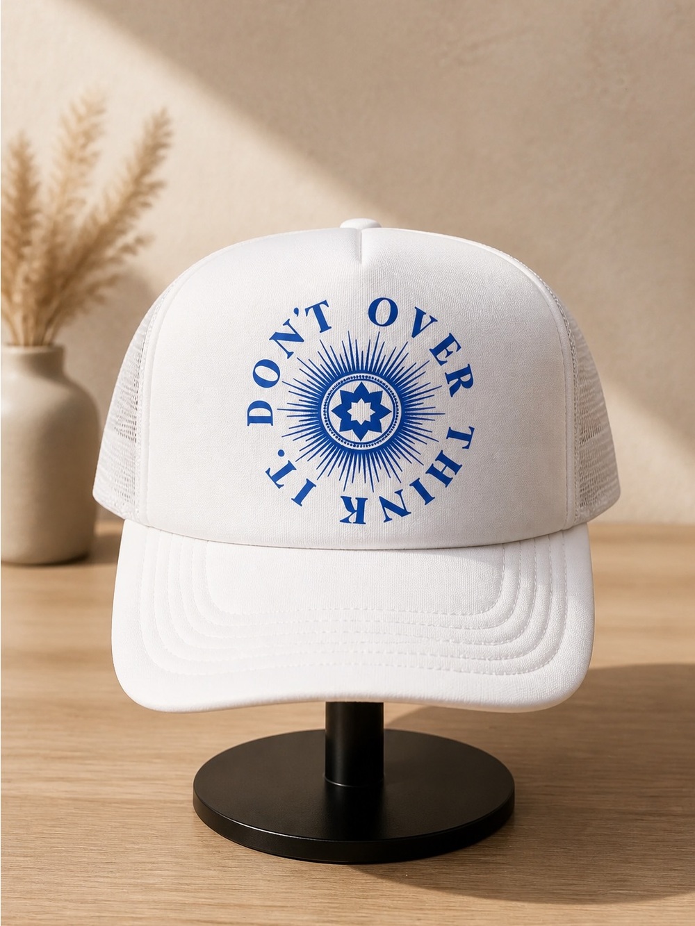 NWT Spiritual Gangster X Club Pilates White Trucker Hat “Don’t Over Think It” - Picture 2 of 6